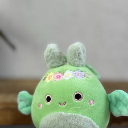 Squishmallows Tove The Mothman Clip / Keyring Squish Green Fluffy Cute 3.5”