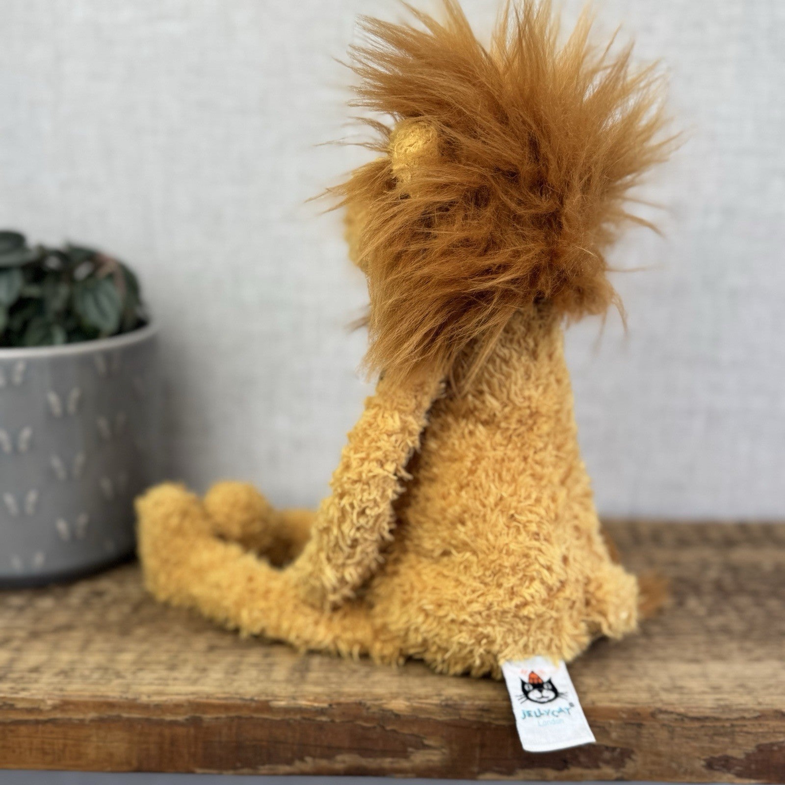 Jellycat Wild Thing Lion - Light Yellow Curly Long Legs Wild Cat Beanie Plush