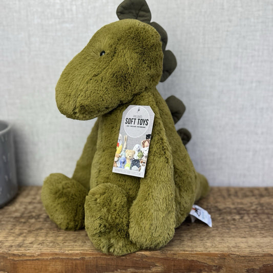 Jellycat Large Bashful Dinosaur - Dark Green Big Beanie Dino Retired Rare 16”