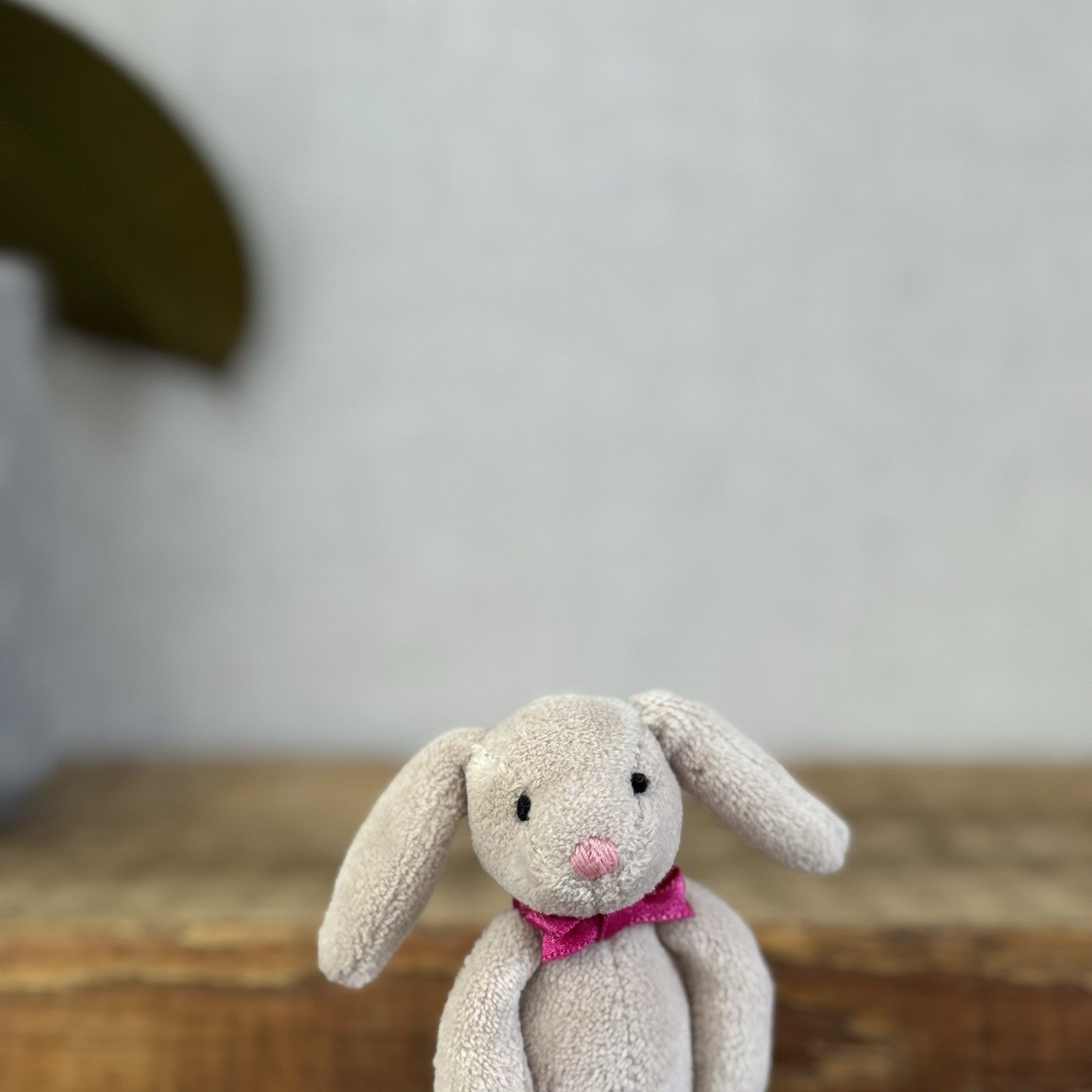 Jellycat Tiny Beige Bunny Pink Bow - Miniature Vintage Beige Bunny Rabbit 3.5"
