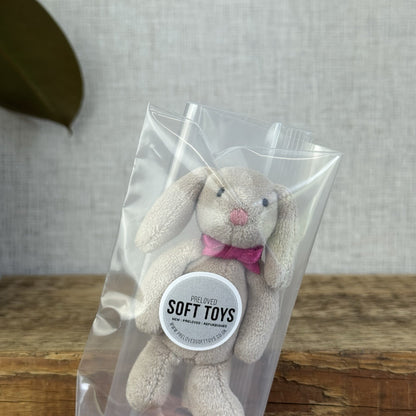 Jellycat Tiny Beige Bunny Pink Bow - Miniature Vintage Beige Bunny Rabbit 3.5"