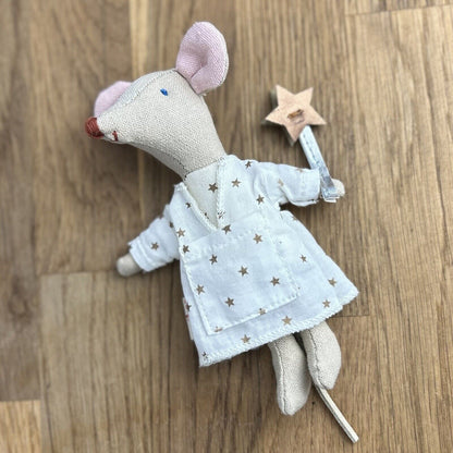 Maileg Tooth Fairy Mouse - Retired 2015 Winter - White Star Fiary 16-3789-00