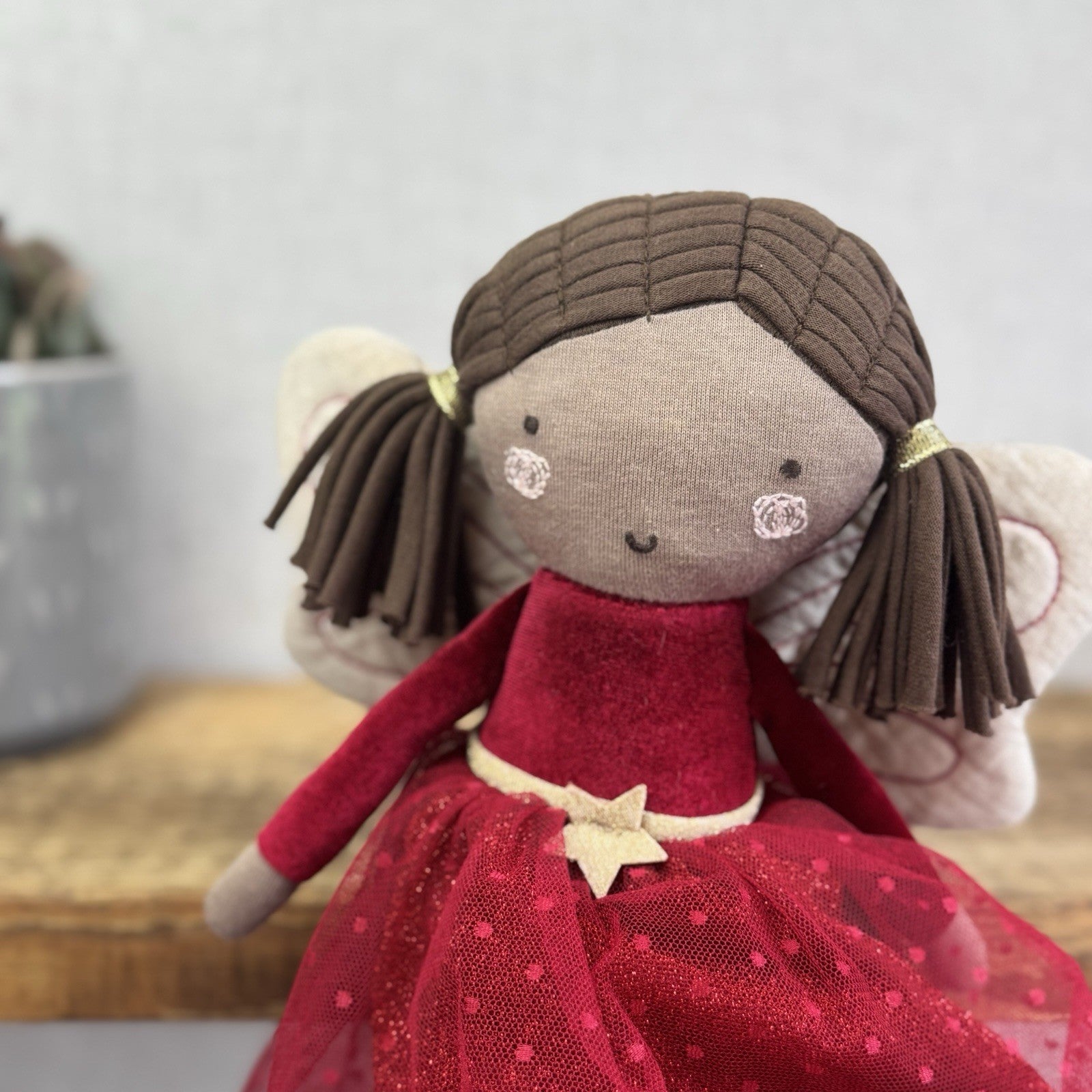 Mamas & Papas Ruby Fairy Doll - Christmas Fairy Doll Red/Gold Rag Doll Retired