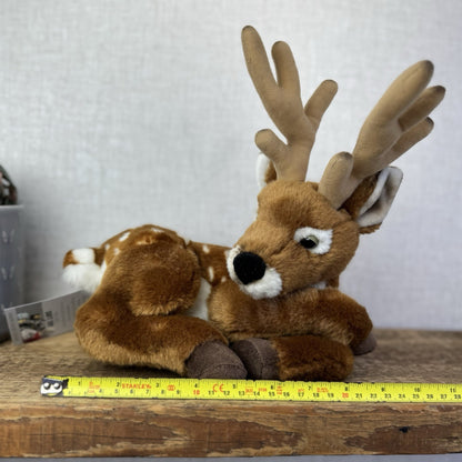 Living Nature Red Deer Stag - Laying Deer Woodland Soft Toy Plush Rare 10”