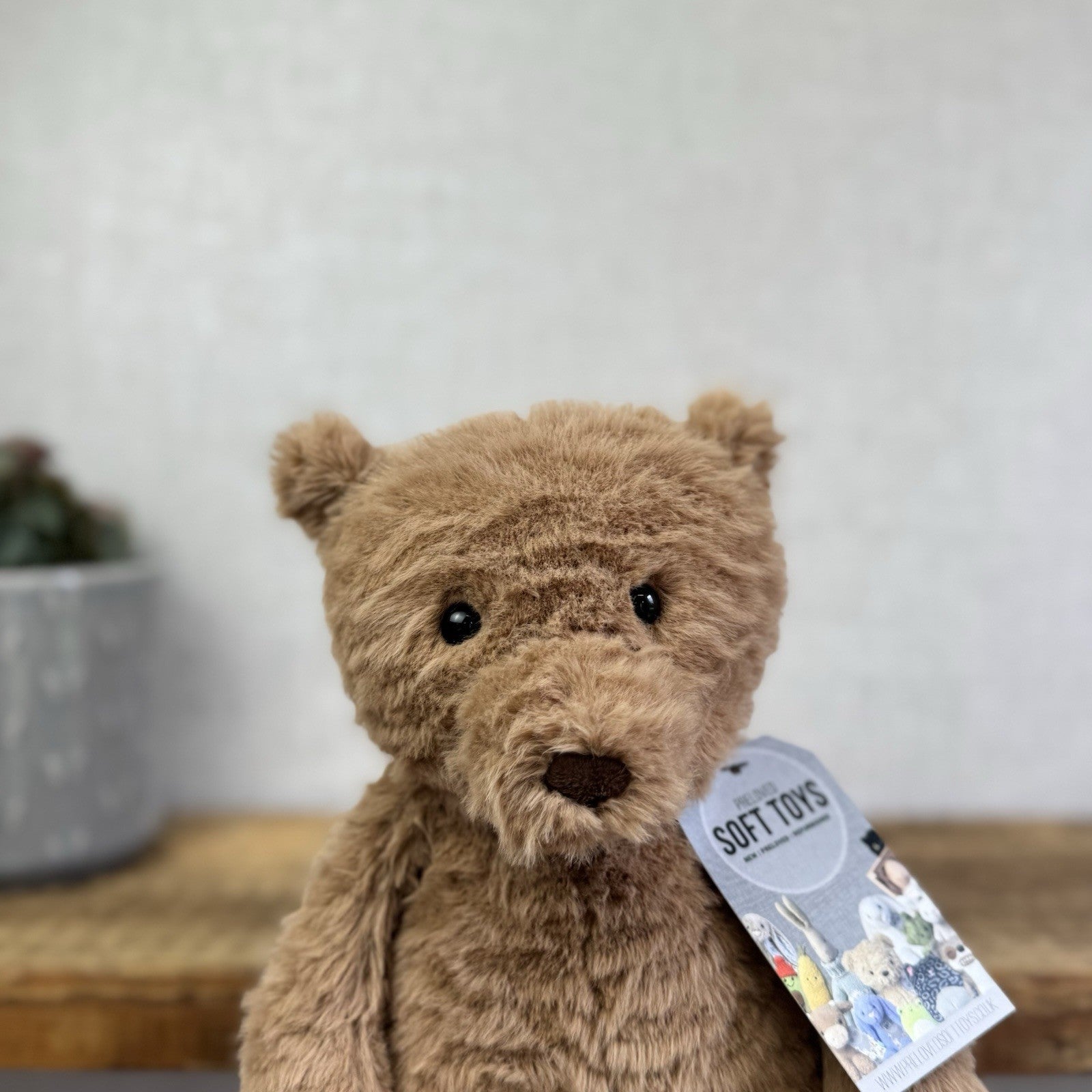 Jellycat Cocoa Bear - Medium Brown Textured Bear Beanie Plush Toy Retired 12"