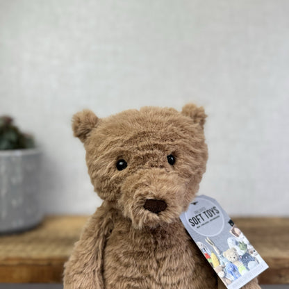 Jellycat Cocoa Bear - Medium Brown Textured Bear Beanie Plush Toy Retired 12"