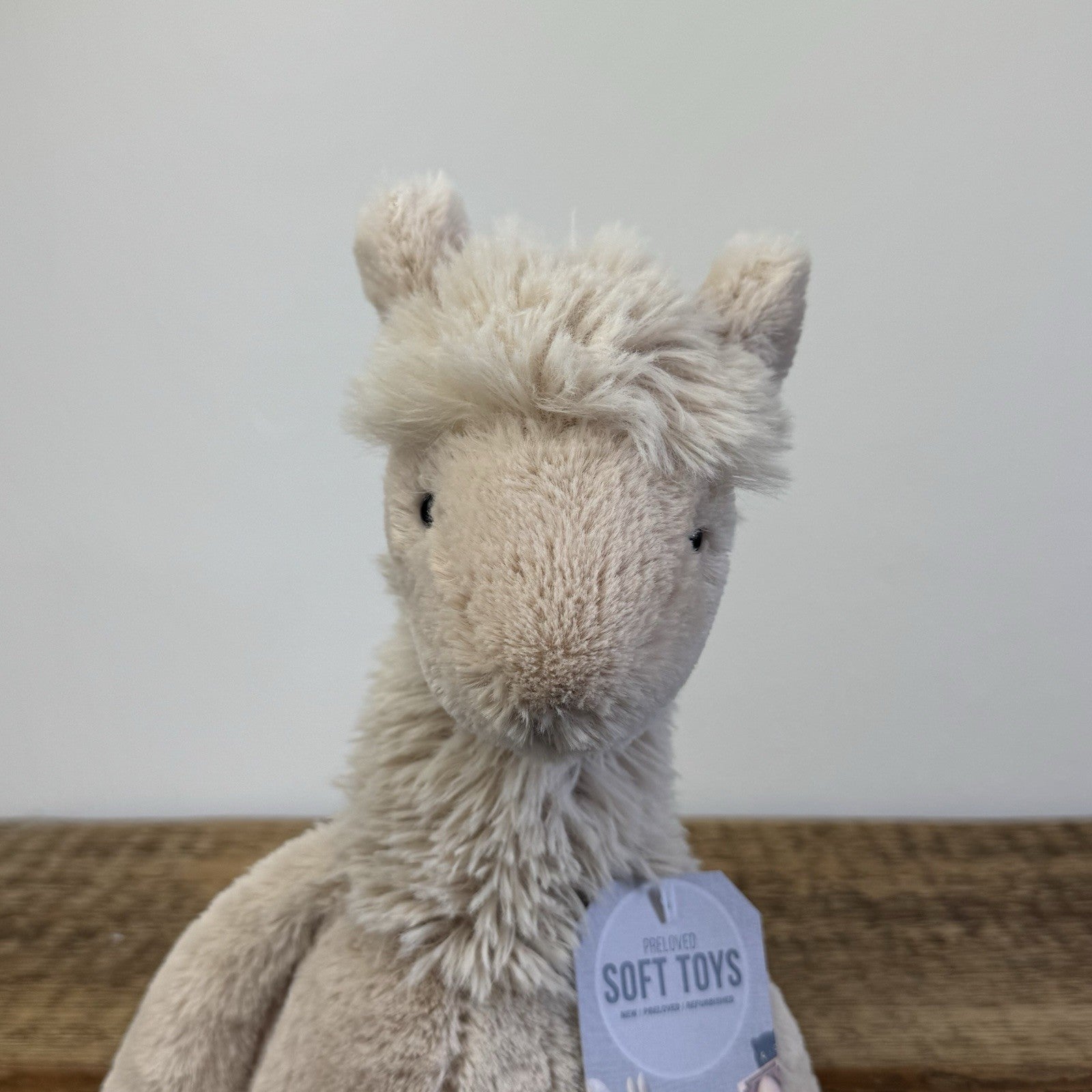 Jellycat Medium Bashful Llama Soft Toy Plush - Rare & Retired Beige Seated 12"