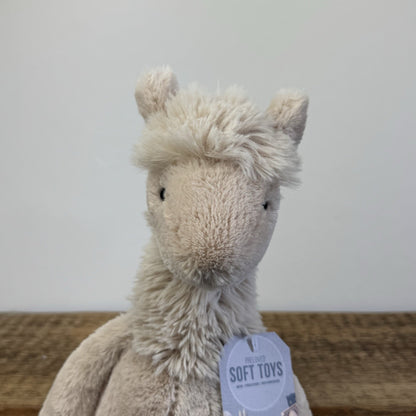 Jellycat Medium Bashful Llama Soft Toy Plush - Rare & Retired Beige Seated 12"