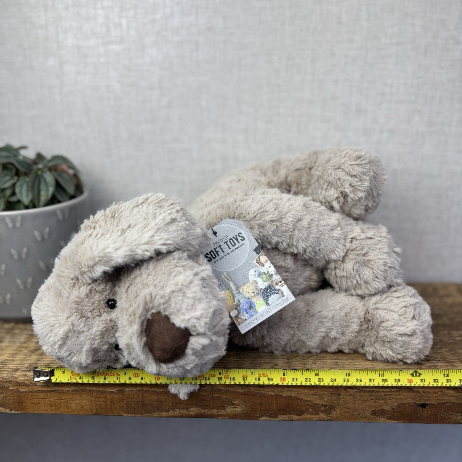 Jellycat Large Riley Fuddlewuddle Pup - Light Grey White Company Exclusive 12"
