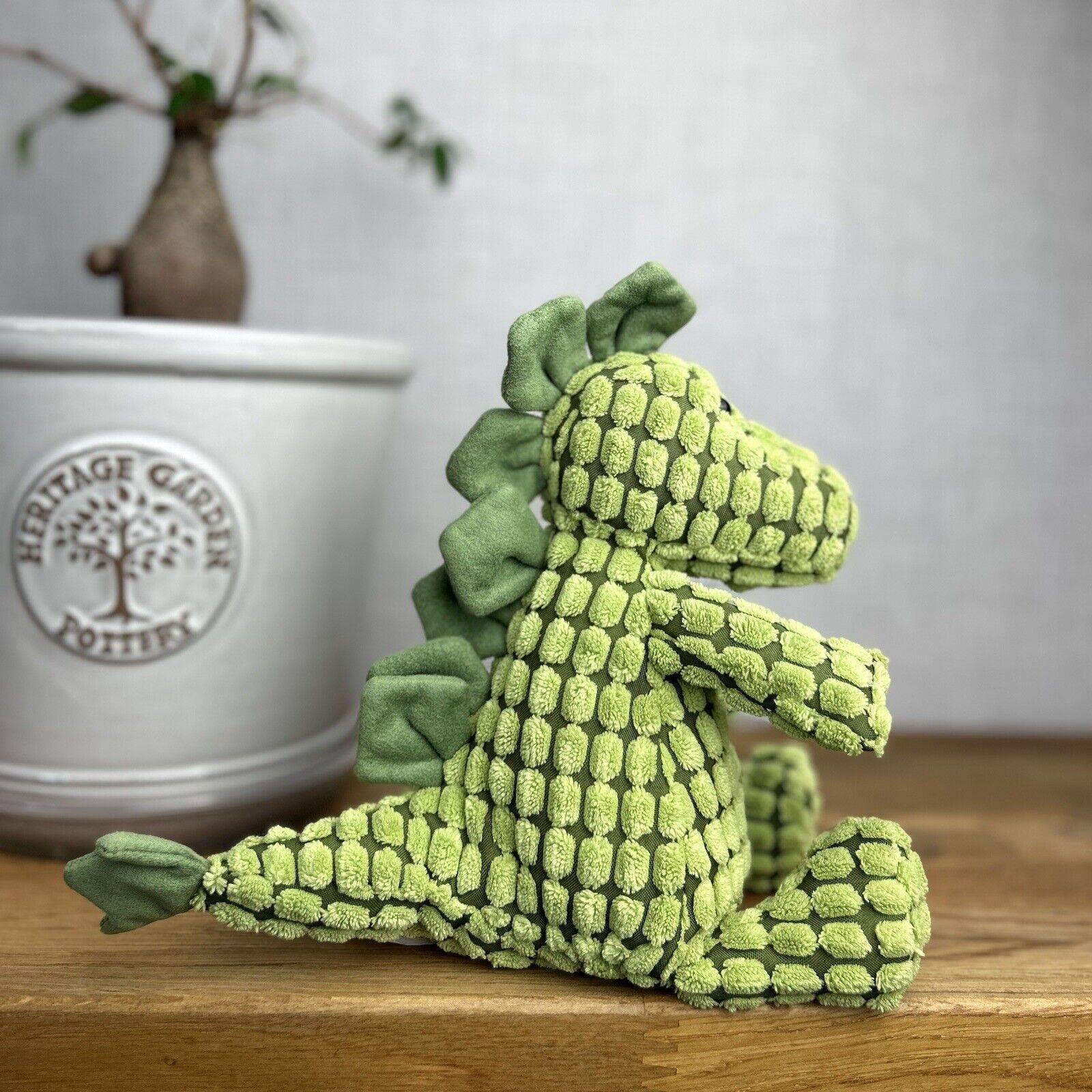 Jellycat Doppy Dino - Cordy Dino Small - Green & Dark Green 10” (1)