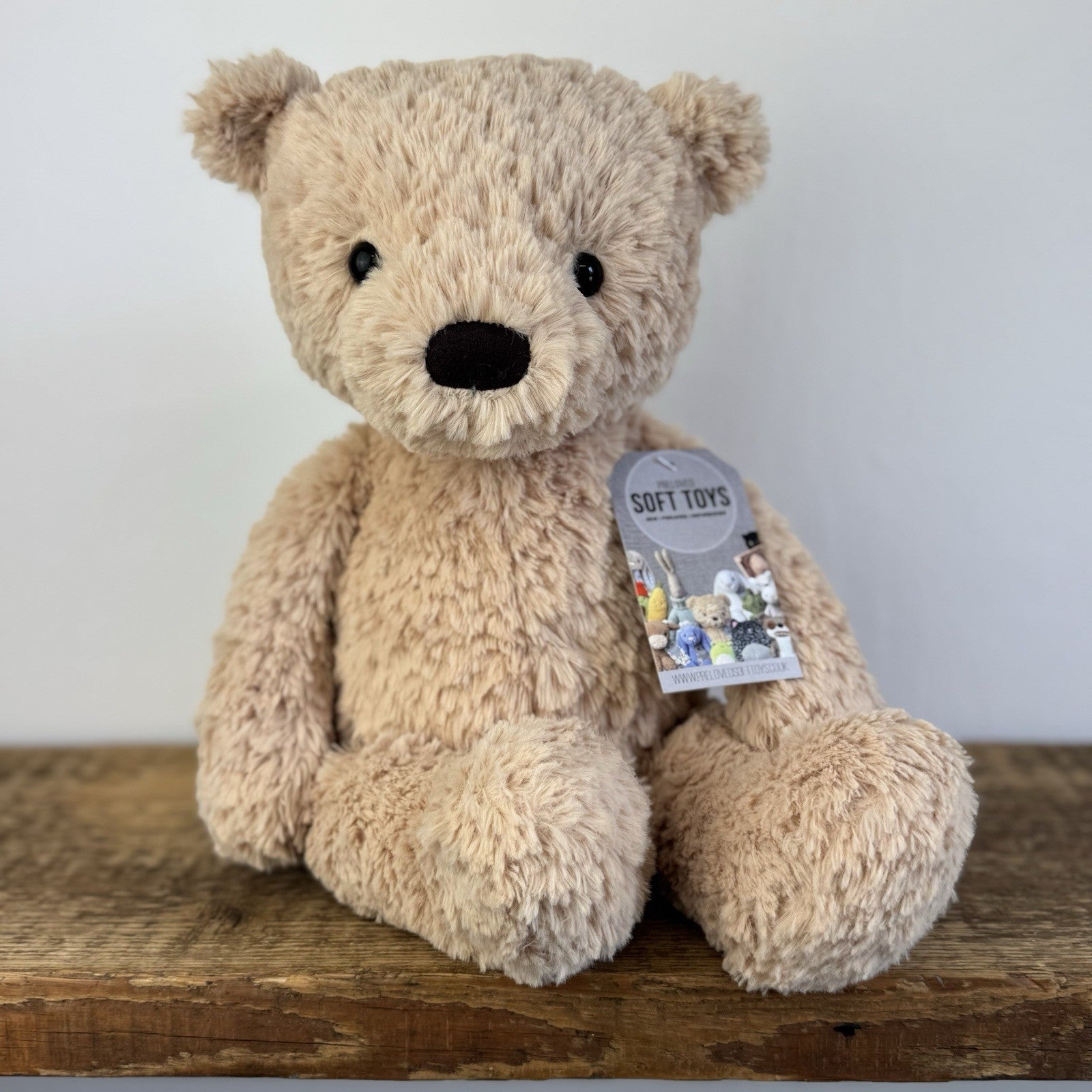Jellycat Medium Finley Bear Soft Toy Textured Light Sandy Bear Soft Toy 16"