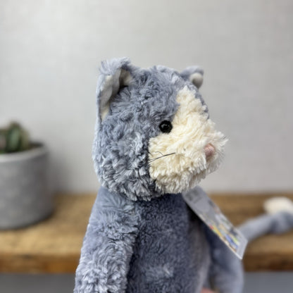 Jellycat Medium Pickles Cat - Vintage Grey Cat Beanie Retired (imperfect) 18"