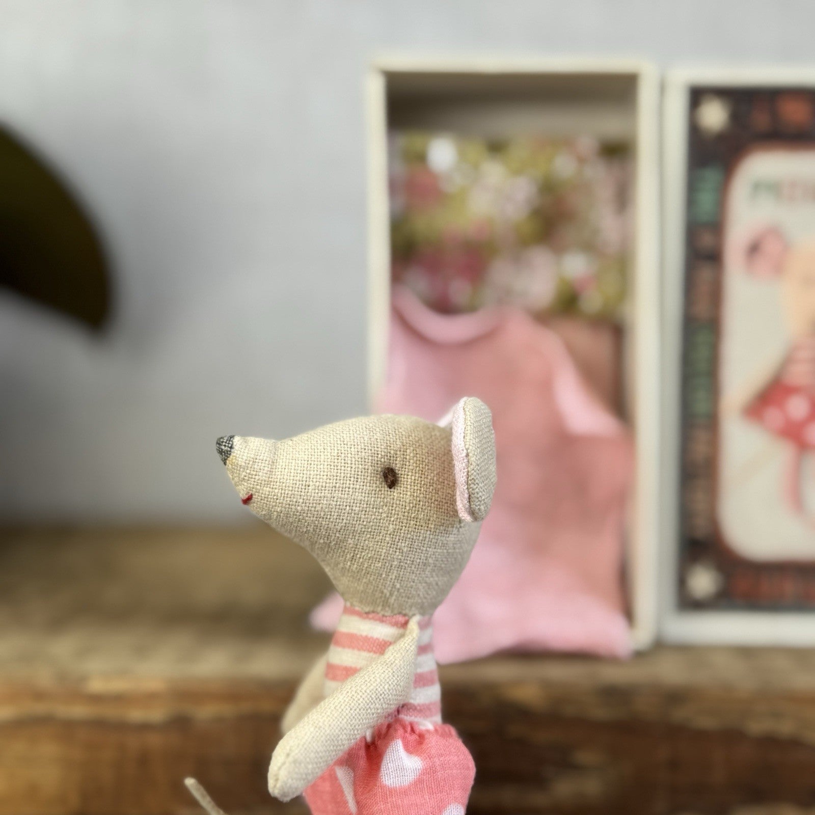 Maileg Retired Big Sister Mouse In Matchbox 2013 - Painted Nose, Red Mouth Rare
