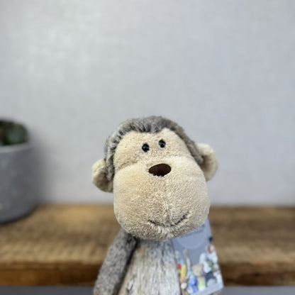 Jellycat Medium Mattie Monkey - Woodland Grey/Brown Mix Monkey Beanie Plush 16"