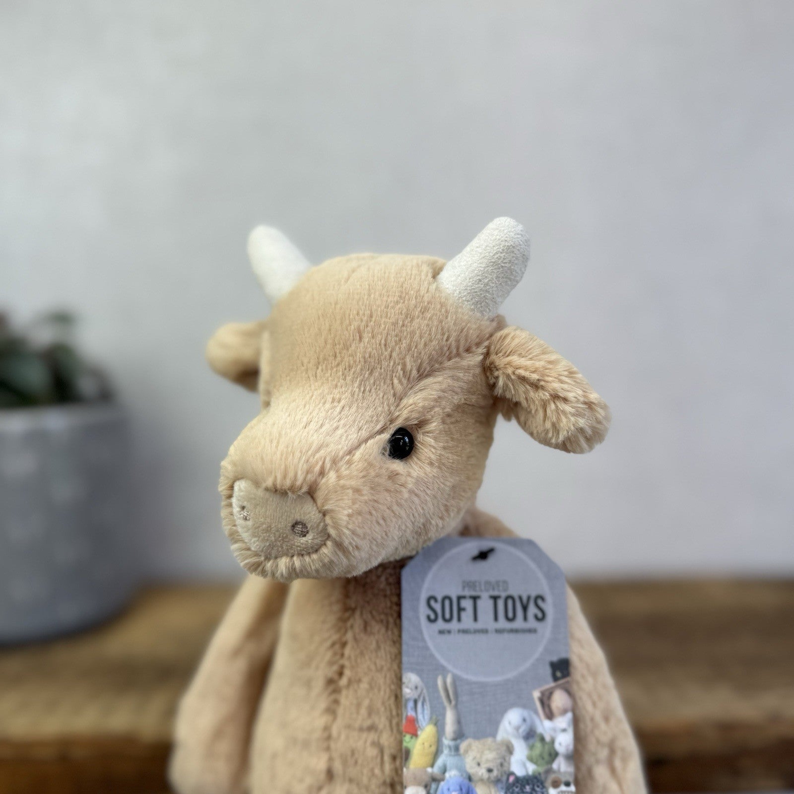 Jellycat Bashful Cow - Tan Golden Brown Cow Medium Soft Toy Retired 12"