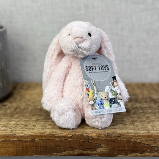 Jellycat Bashful Bunny Rattle Baby Pink- Baby Pink Small Rabbit Rattle Toy 8”