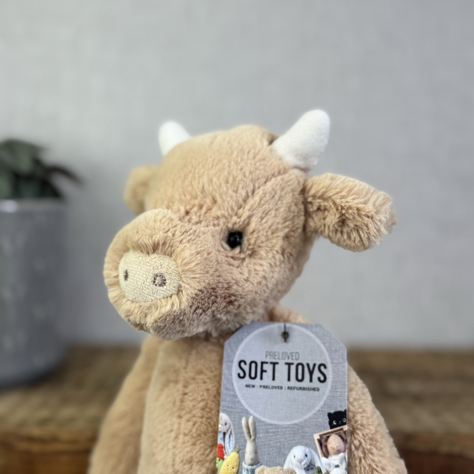 Jellycat Bashful Cow - Tan Golden Brown Cow Medium Soft Toy Retired 12"