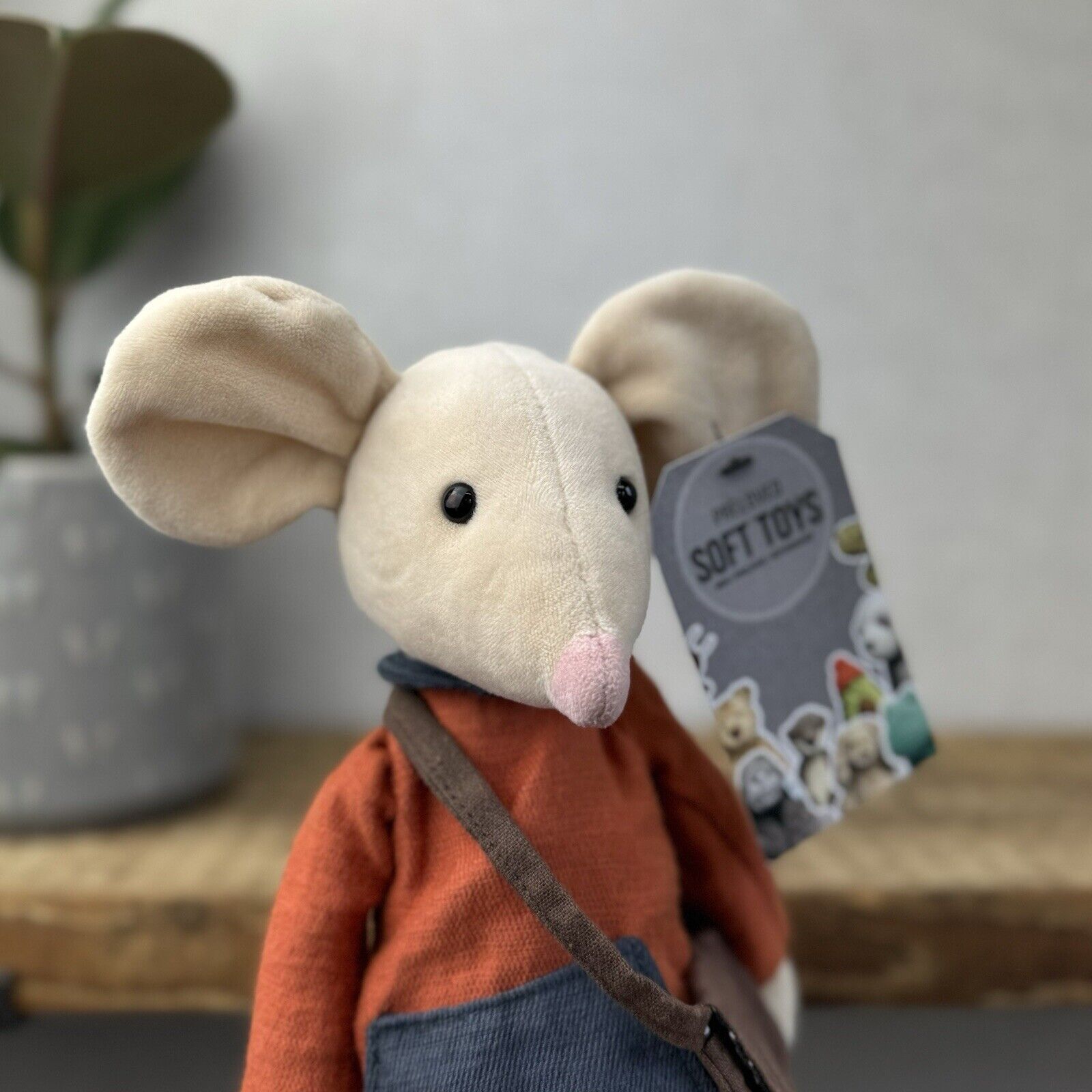 Jellycat Pedlar Mouse - Jellycat Mouse With Clothes & Bag Retired Rare 12"