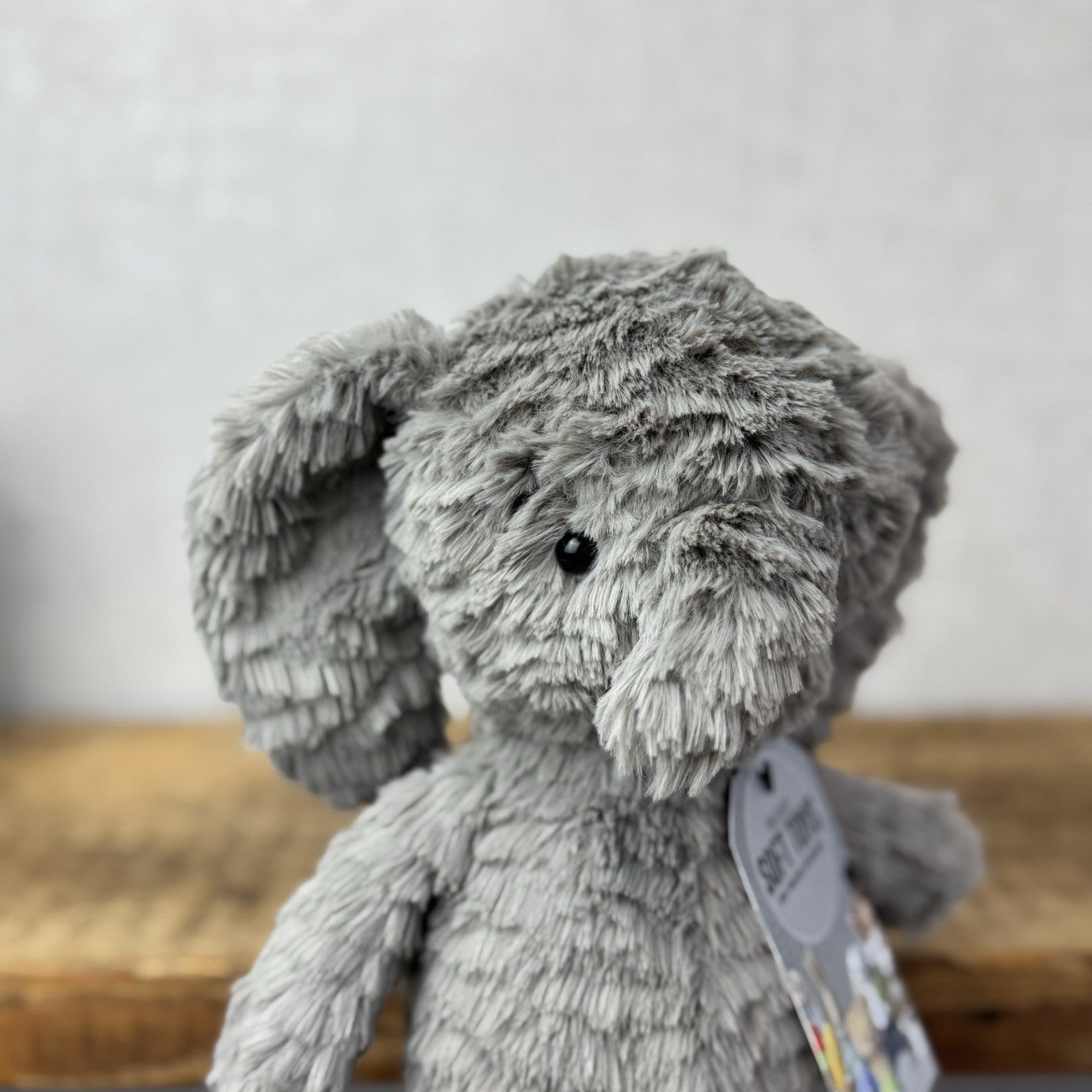 Jellycat Squishu Elephant - Small Grey Colour Textured Elephant Retired 10"