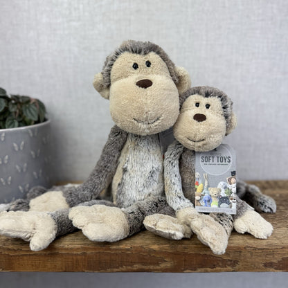Jellycat Small Mattie Monkey - Woodland Grey/Brown Mix Monkey Beanie Plush 11"