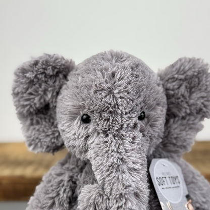Jellycat Archibald Elephant - Grey Medium Beanie Textured Retired Elephant 11"