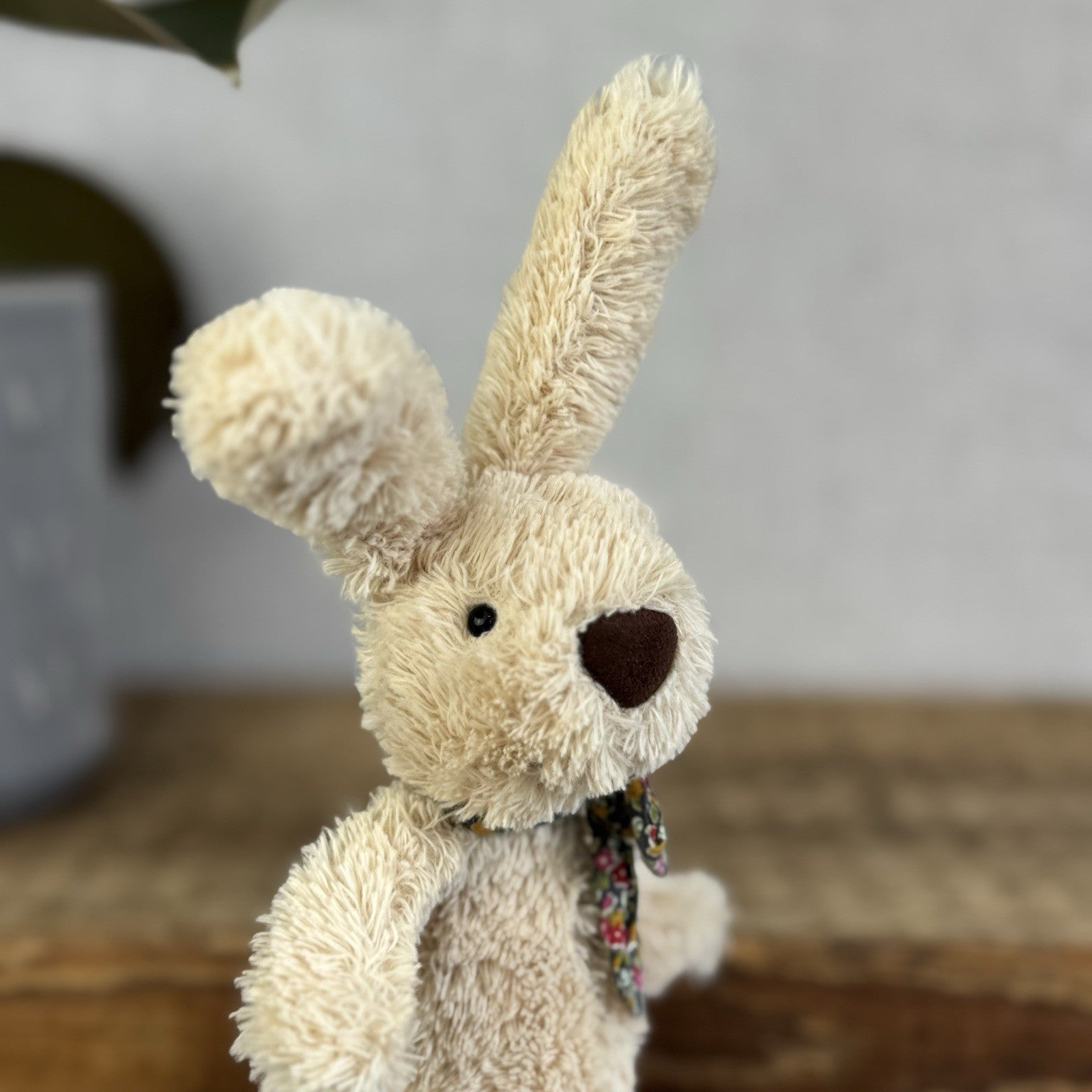 Jellycat Rufus Rabbit Lost & Found Friends  Tiny Rabbit With Bow Rare Retired 7"