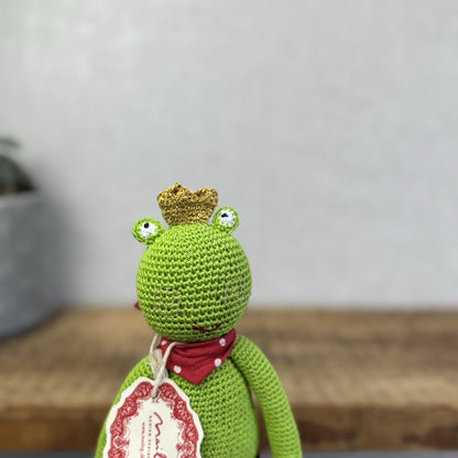 Maileg Knitted Frog Prince - Rare Retired Item 16-0026-00 New With Tags 9"