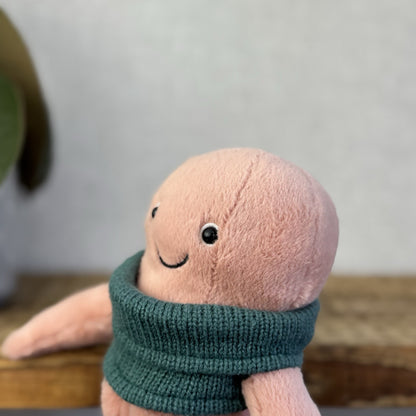 Jellycat Cozy Crew Octopus - Peach Octopus Beanie In A Jumper Cute Retired  5"
