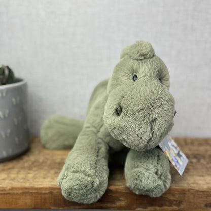 Jellycat Medium Huggady Dinosaur- Floppy Green Dino Soft Toy Retired 10"