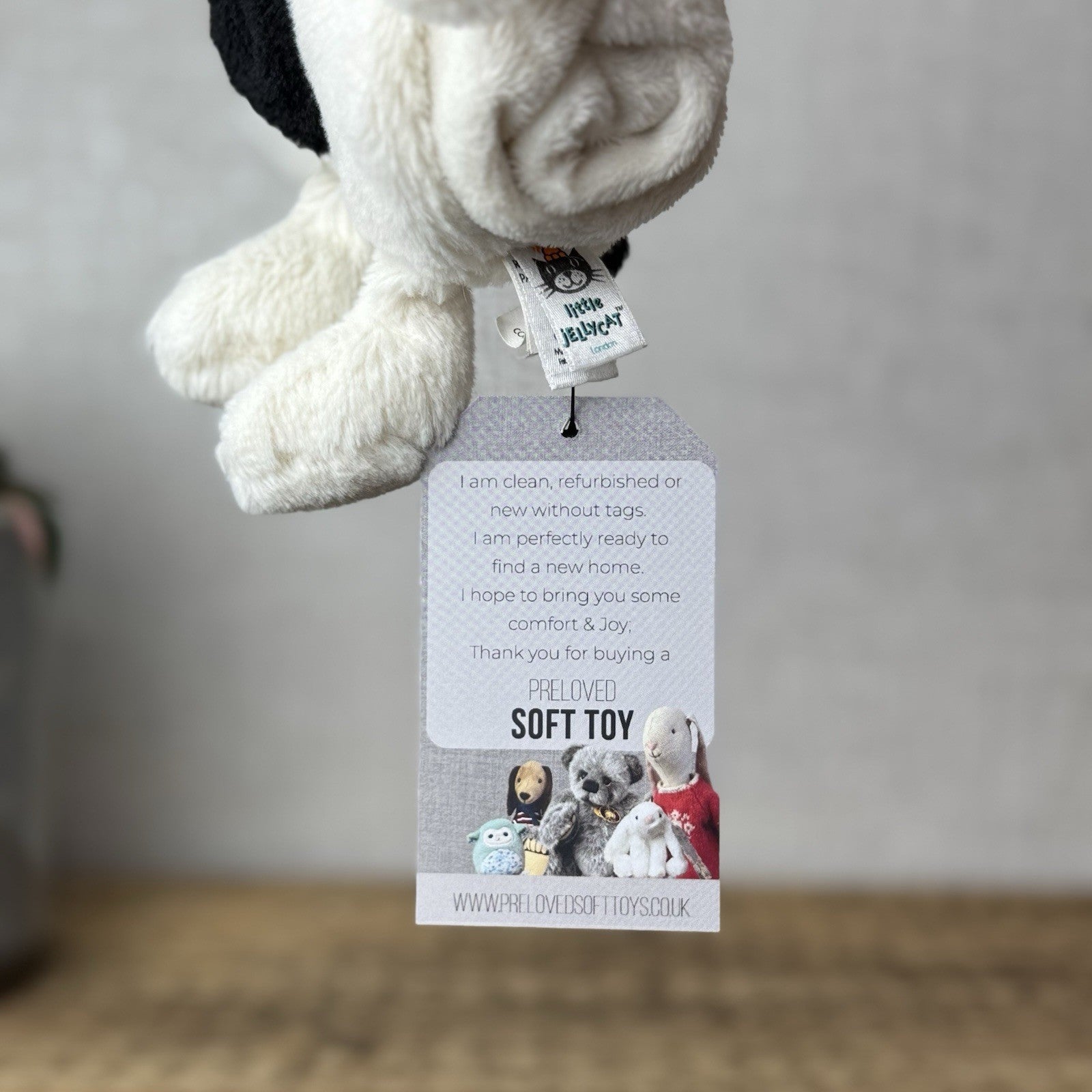 Jellycat Bashful Puppy Roll Over Comforter - Bashful Black & White Dog Soother
