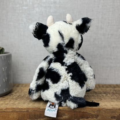 Jellycat Medium Bashful Cow Calf - Beanie Cow Spotty Black White Farm Plush 12"