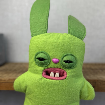 Fuggler Green Rabid Rabbit Fuggler Felt Bunny Rabit Cute Ugly Retired
