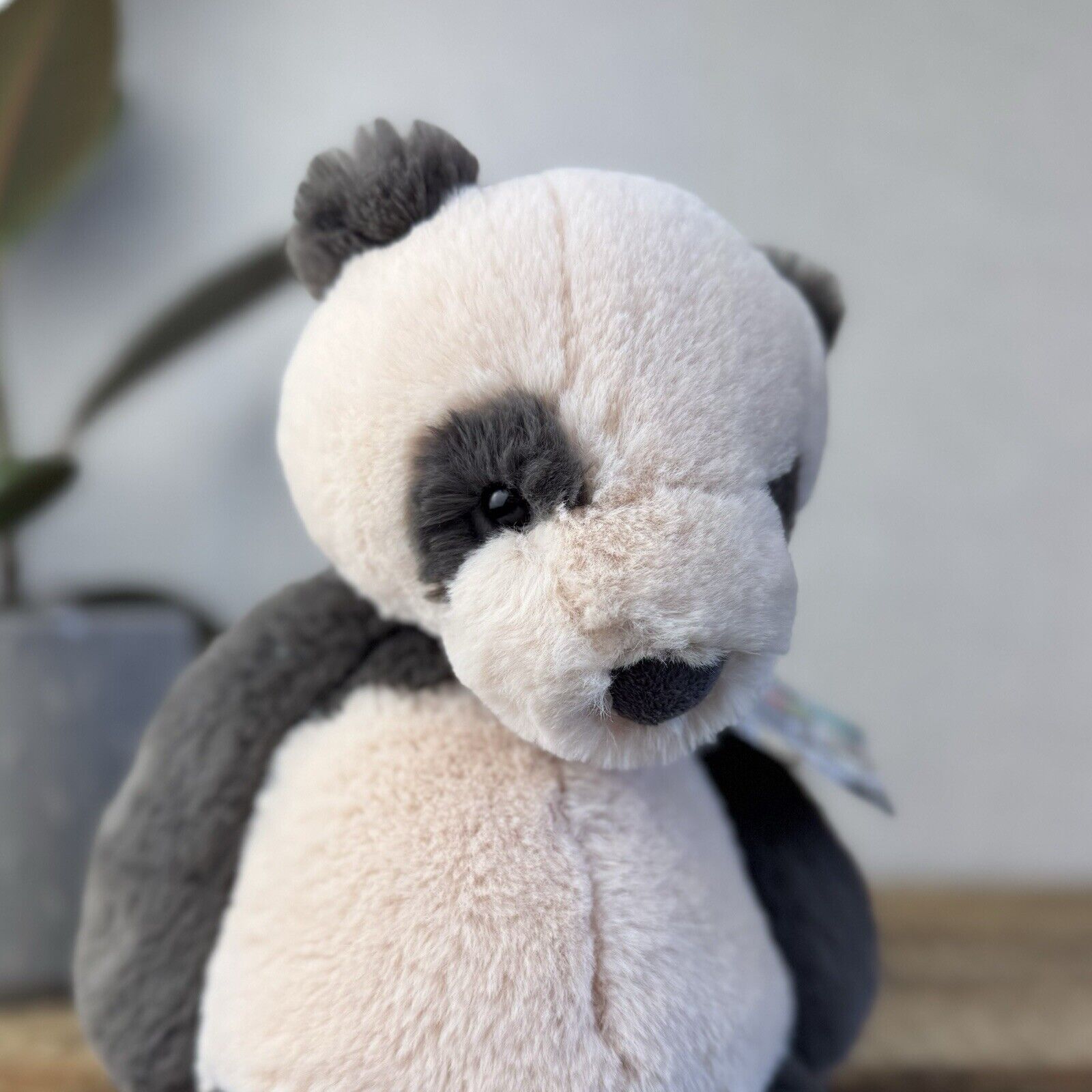 Jellycat Medium Puffles Panda - Super Soft Sitting Cream & Black Panda 13"