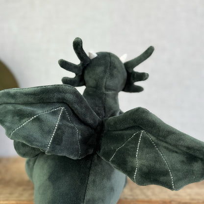Jellycat Forest Dragon - Green Velour Soft Detailed Beanie Dragon Rare 10”