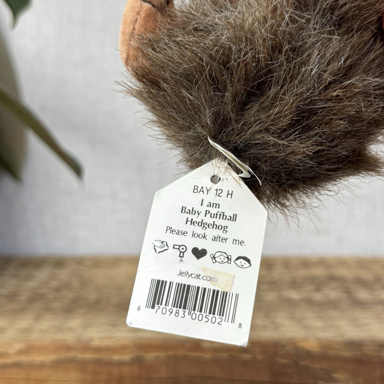 Jellycat Baby Puffball Hedgehog - Small Fluffy Brown Beanie Vintage With Tag 3”