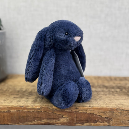 Jellycat Small Navy Bashful Bunny Rabbit - Small Navy Blue Bunny Rabbit Retired 