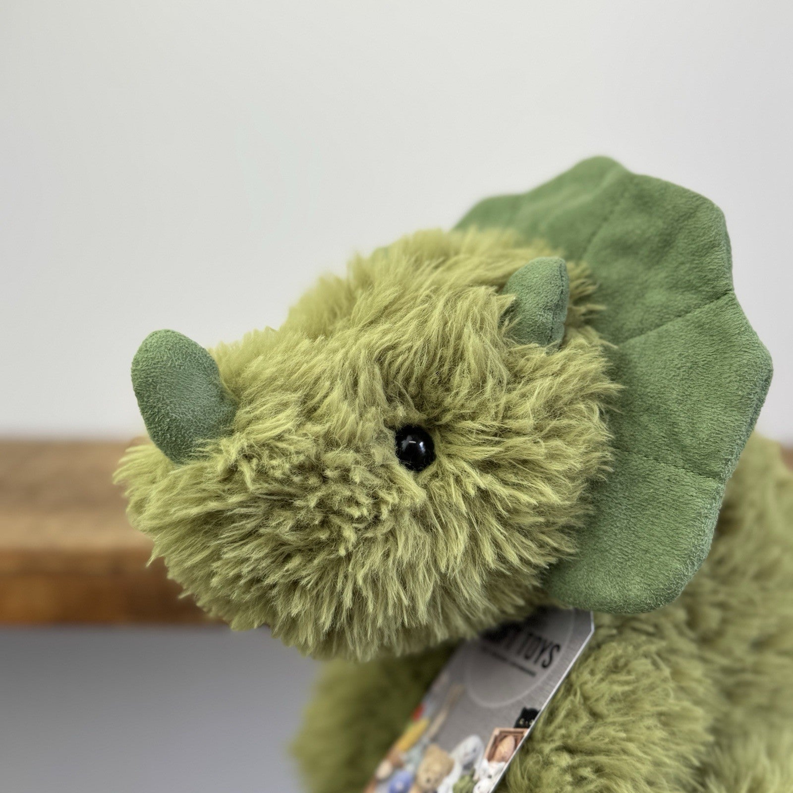 Jellycat Curvie Dino - Green Fluffy Sitting Dinosaur Plush Beanie - Medium 10"