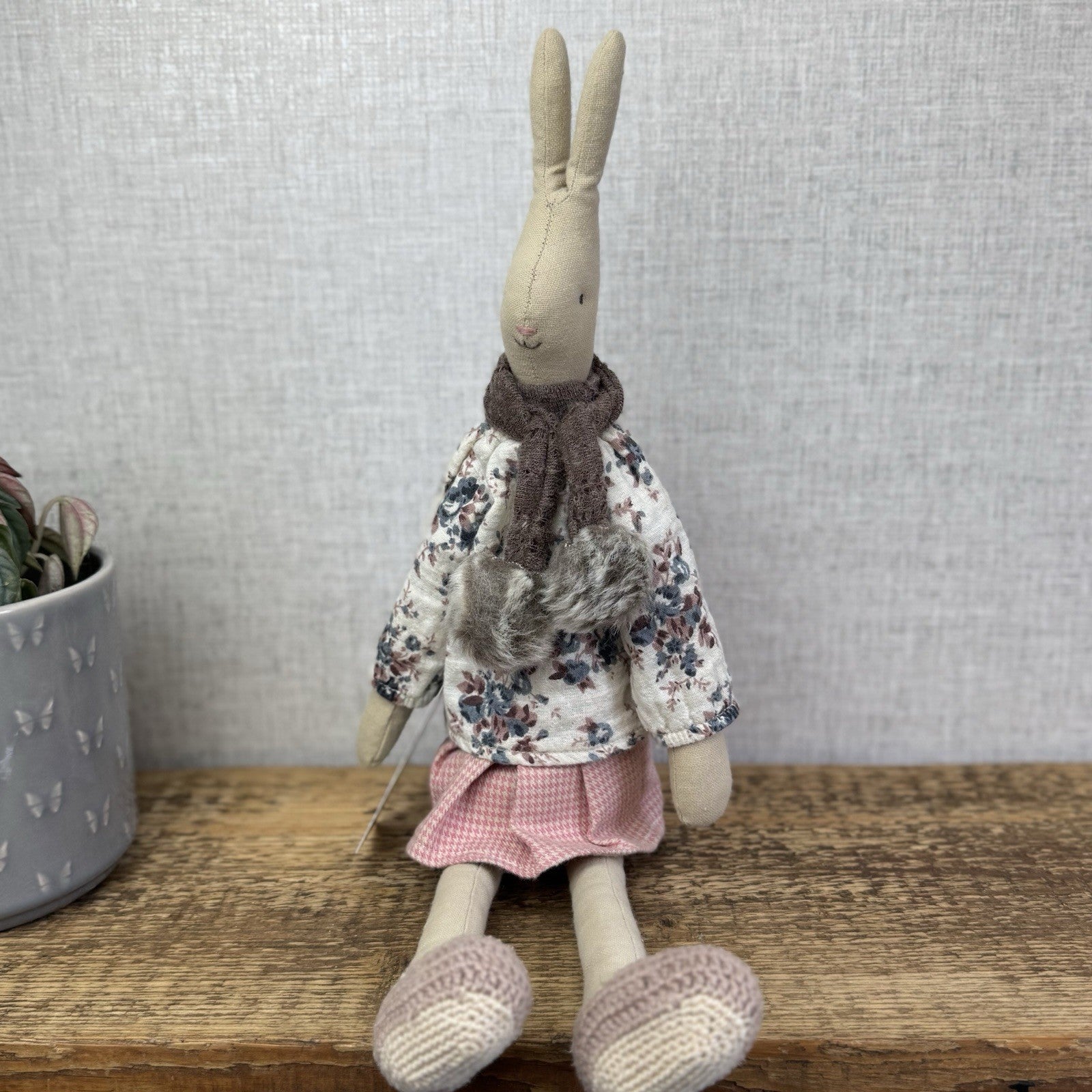 Maileg Medium Winter Rabbit Girl - Red Knit Dress & Fur Boots Retired 2014