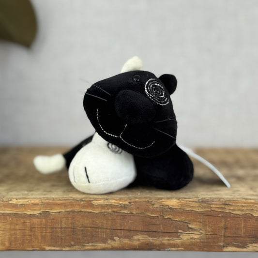 Jellycat Tubby Toes Cat - Vintage Black & White Cat Soft Toy Beanie Mini 4”