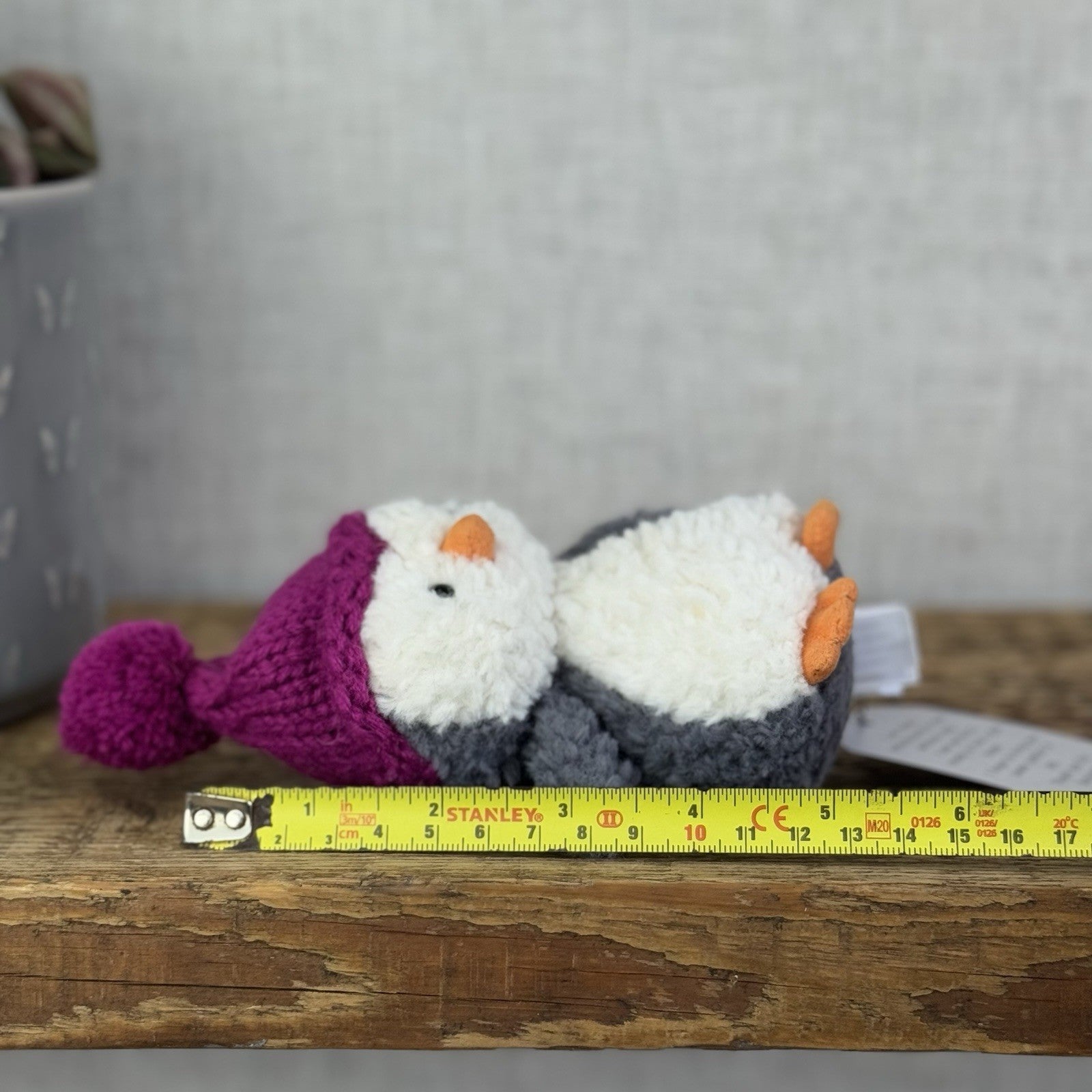 Jellycat Wee Penguin In Purple Bobble Hat - Mini Penguin Plush Winter 6” (#2)