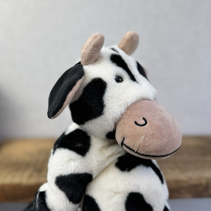 Jellycat Medium Squidgy Black & White Cow - Beanie Cow Vintage Rare With Tags