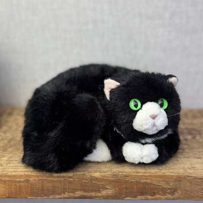 Russ Berrie Cat Storm Small - Sleeping Black Cat Green Eyes Toy Vintage Beanie