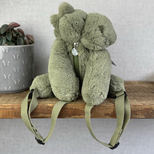 Jellycat Huggady Dino Bag - Green Dinosaur Rucksack Soft Toy Bag Retired NWOT