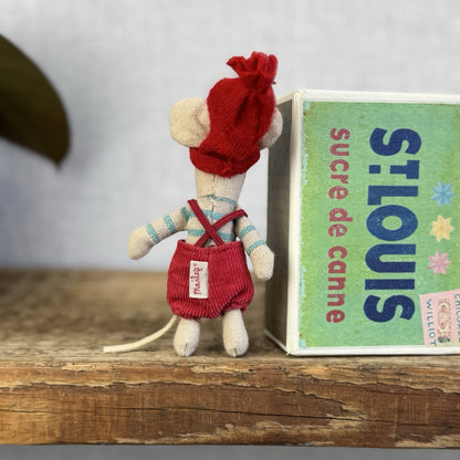 Maileg Little Brother Christmas Mouse 2012 Retired Little Mouse Louis Matchbox
