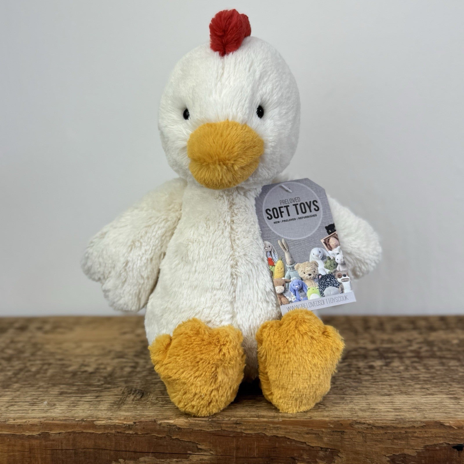 Jellycat Bashful White Chicken - Medium Fluffy Farm Animal Rare/Retired 12"