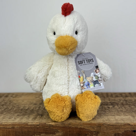 Jellycat Bashful White Chicken - Medium Fluffy Farm Animal Rare/Retired 12"