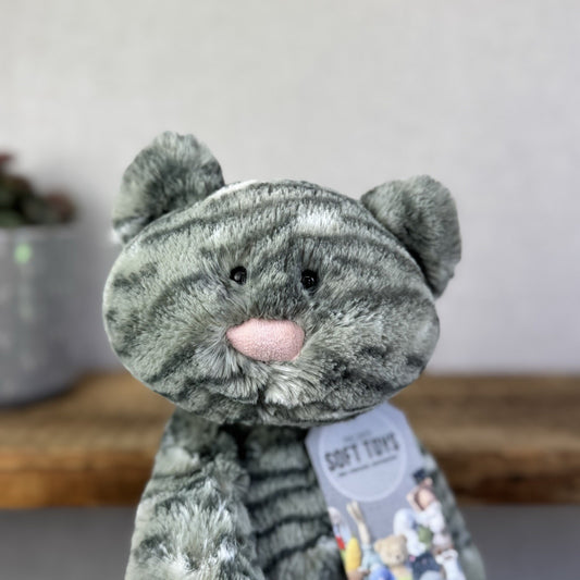 Jellycat Merryday Cat New With Tags - Grey Tabby Cat Beanie Floppy Kitten 15”