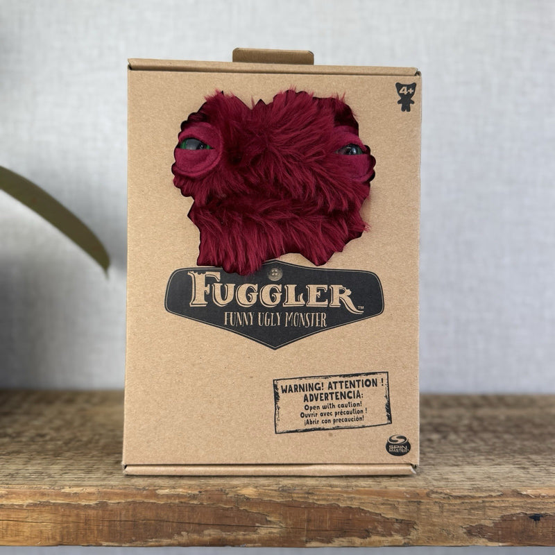 Fuggler Wide Eyed Weirdo - Red Fluffy Funny Ugly Monster Plush Toy Burgundy
