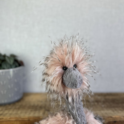 Jellycat Medium Odette Ostrich - Fluffy Pink/Grey Mix Beanie Bird Toy 18"