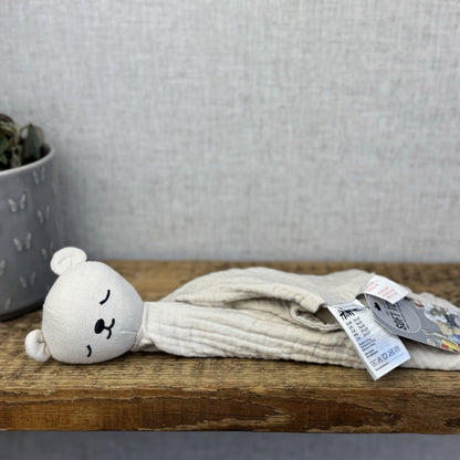 H&M Neutral Bear Home Cotton Muslin Comfort Blanket Neutral Soother NWOT 